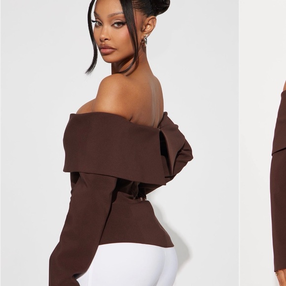 Brown Off-Shoulder Top - Picture 3 of 3
